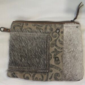 Myra Bag Neutral Canvas Interior Pouch - Tan & Cream